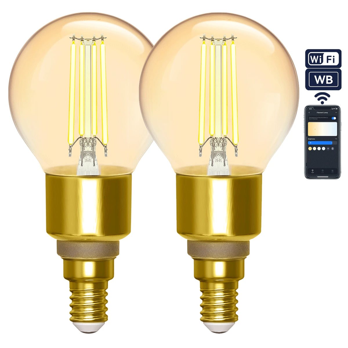 Aigostar smarte LED-Filamentlampen E14 G45 – 2er-Set, WLAN, 2700–6500 K – Hauptbild