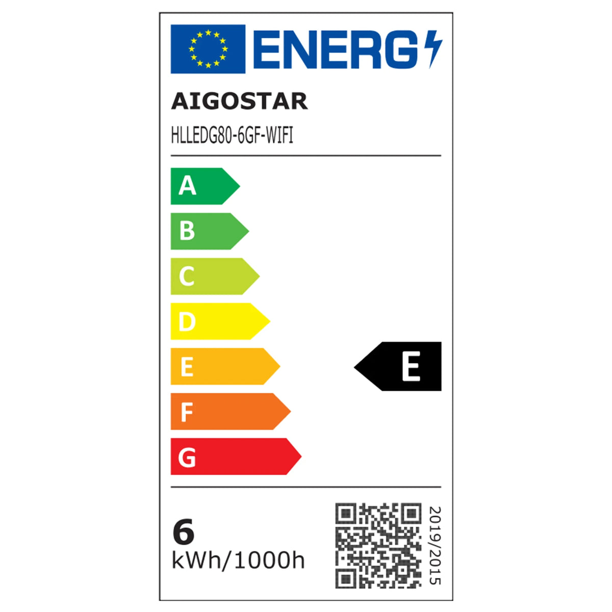 Aigostar smarte LED-Filamentlampe E27 G80 – Bernstein, WLAN, 6 W CCT – Energieetikett