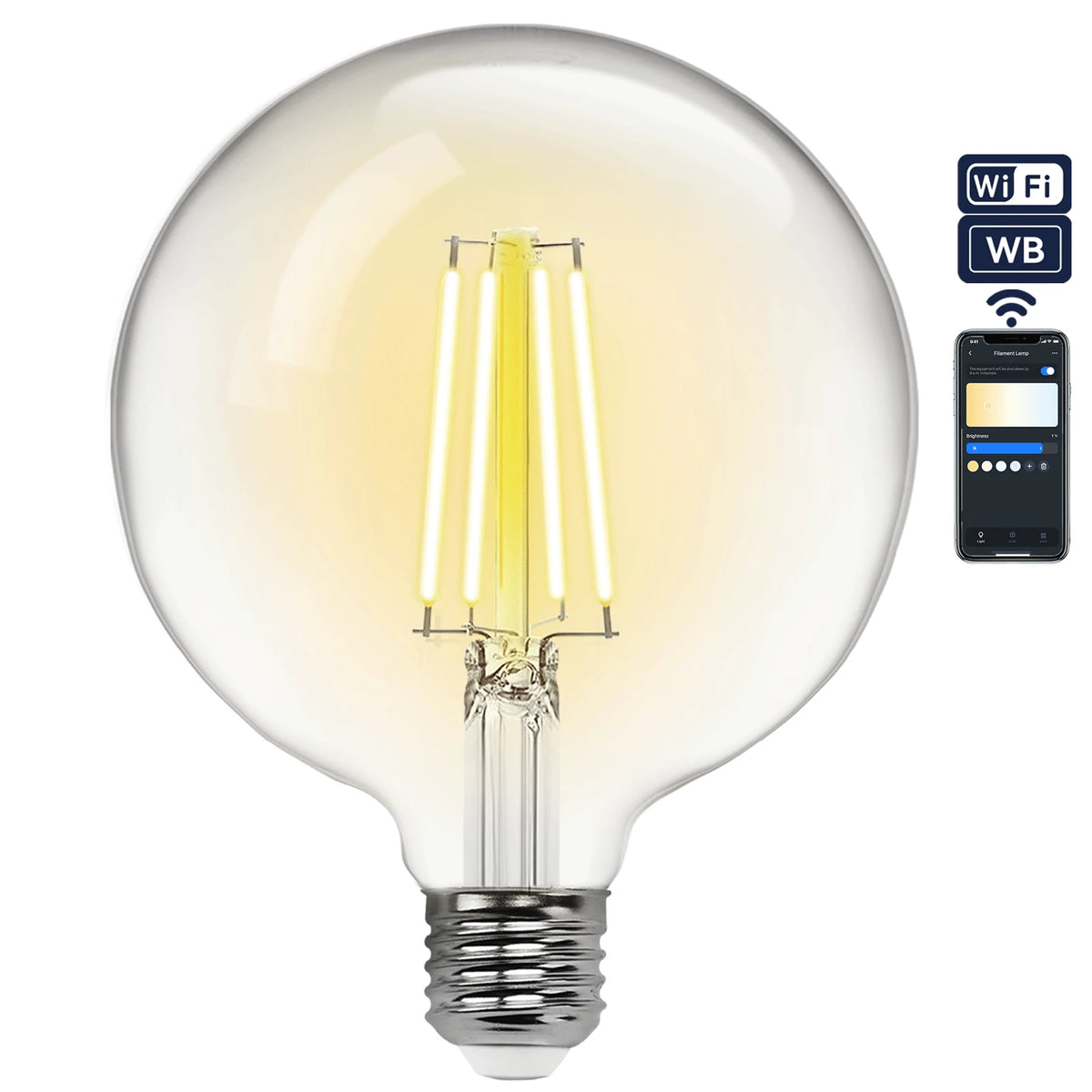 Aigostar smarte LED-Filamentlampe E27 G125 – klar, WLAN, 6 W CCT – Hauptbild
