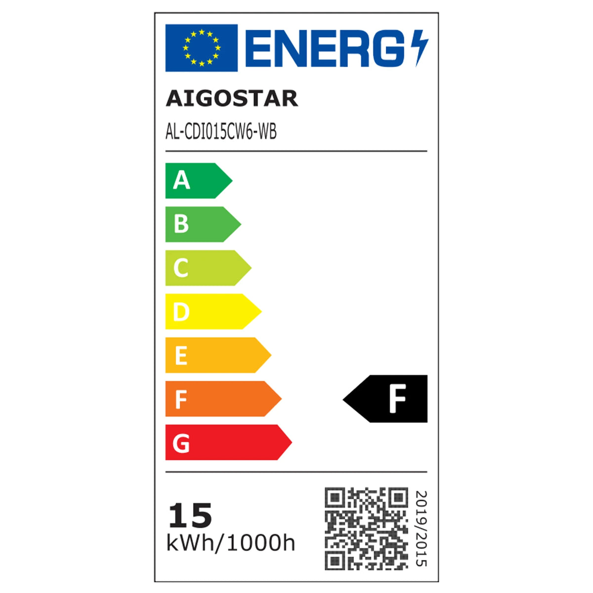 Aigostar smarte LED-Einbauleuchten – 2er-Set, 15 W, WLAN, 3000–6500 K – Energieetikett