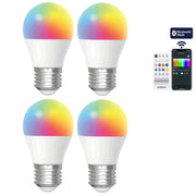 Aigostar smarte LED-Lampen E27 G45 – 4er-Set, 6,5 W RGB+CCT, Bluetooth Mesh – Hauptbild