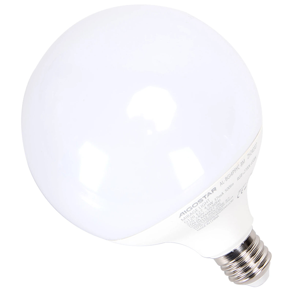 Aigostar smarte LED-Lampe E27 G120 Mirage – 4,9 W RGB+CCT, Bluetooth Mesh – Produktansicht 1