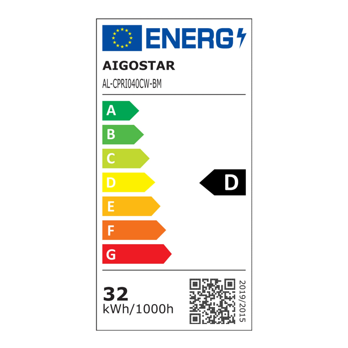 Aigostar Smart LED-Panel 1195 × 295 mm – 36 W, CCT, Bluetooth Mesh – Energieetikett