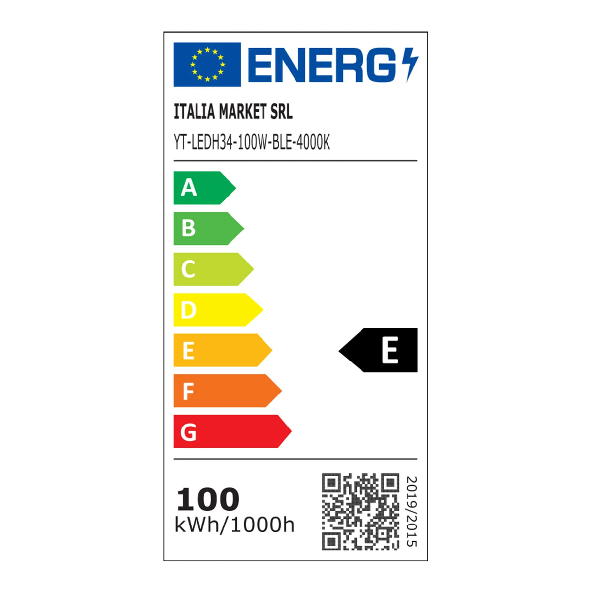 Aigostar smarte LED-Hallenleuchte 100 W – 4000 K, 10000 lm, IP65, Bluetooth Mesh – Energieetikett