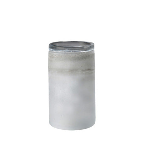 Gefrostete Blumenvase Windlicht aus Glas weiß groß mundgeblasen, Handwerkskunst