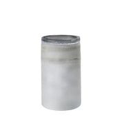 Gefrostete Blumenvase Windlicht aus Glas weiß groß mundgeblasen, Handwerkskunst