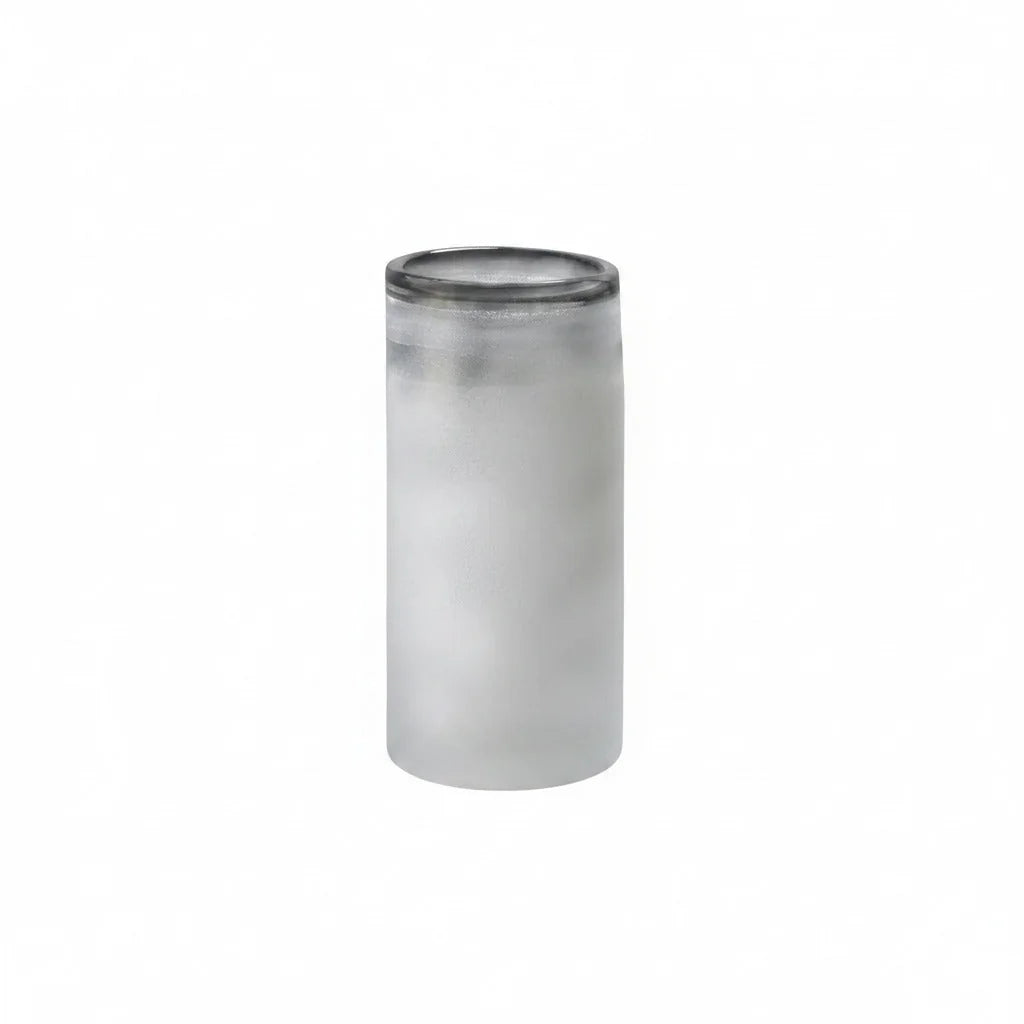 Gefrostete Blumenvase Windlicht aus Glas weiß XL mundgeblasen, Handwerkskunst