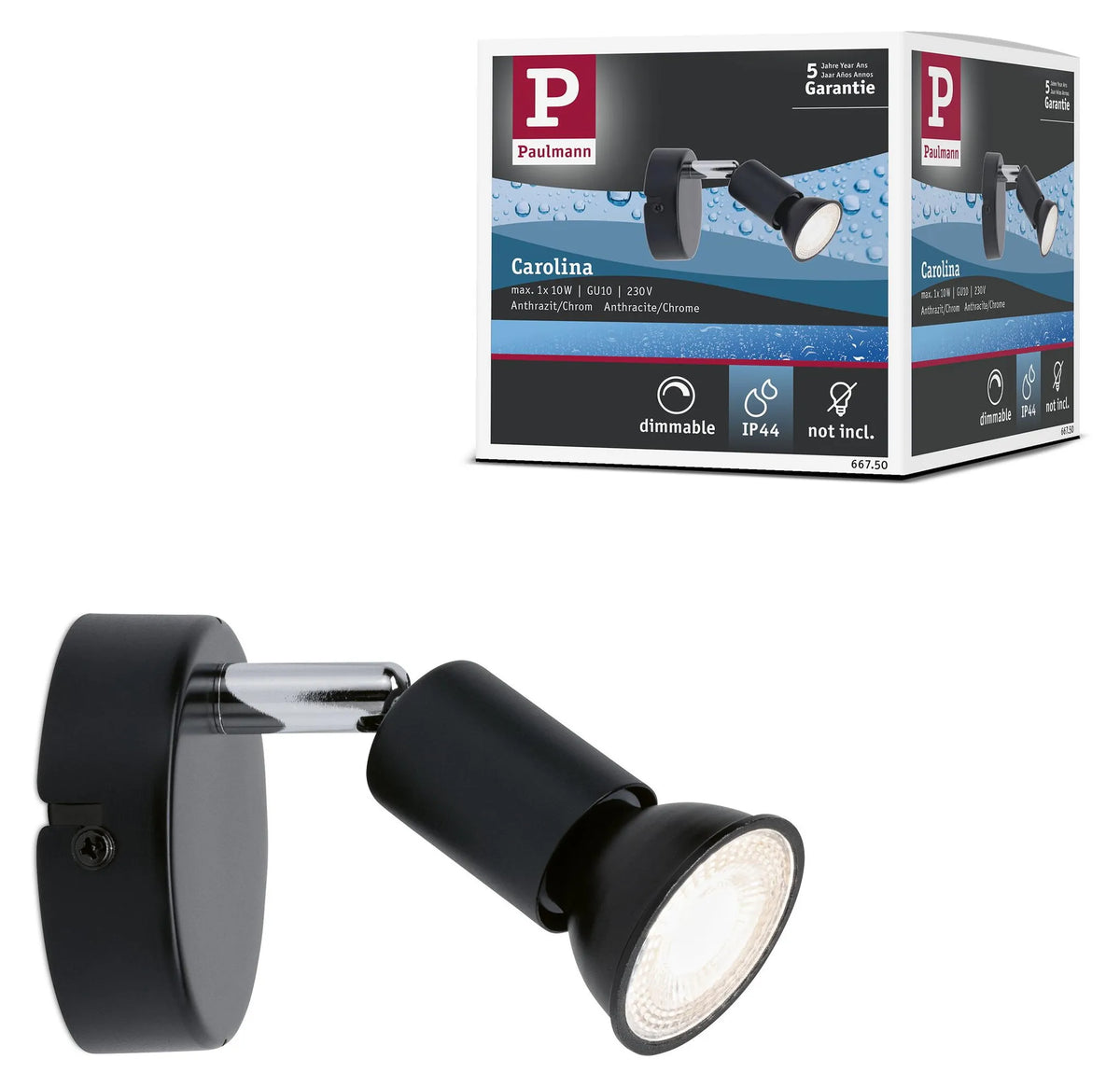 deckenspot wandleuchte anthrazit gu10 dimmbar led leuchtmittel auswechselbar spritzwassergeschützt ip44 667.50 paulmann