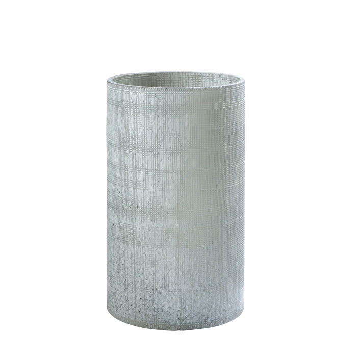 Blumenvase grau Vintage-Optik strukturiertes Glas mundgeblasen 14,5x25,5cm mundgeblasen, Handwerkskunst
