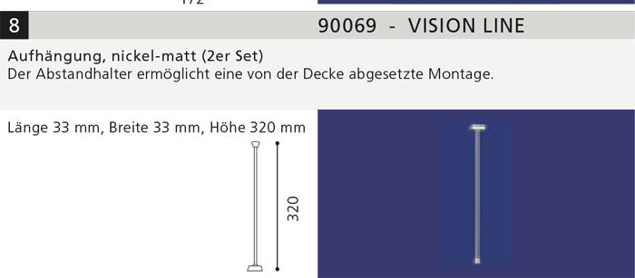 Aufhängung 2er Set für EGLO Vision Line Schienensystem 90069