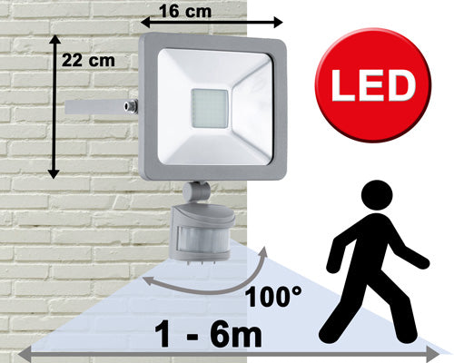 LED Wandstrahler für Außen mit Bewegungsmelder 16x22cm IP44