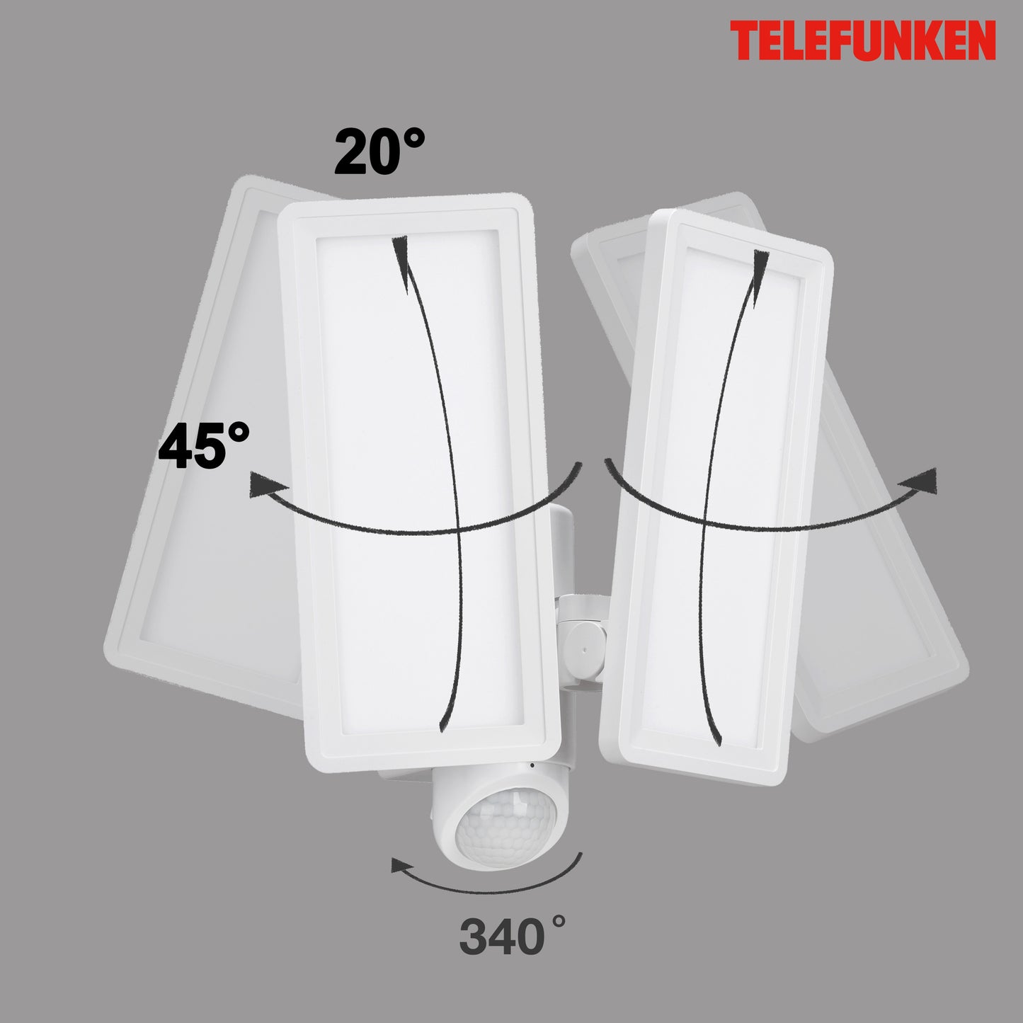 LED Fluter 2flg mit Bewegungssensor im Hochformat für Außen weiß 1200 Lm IP44