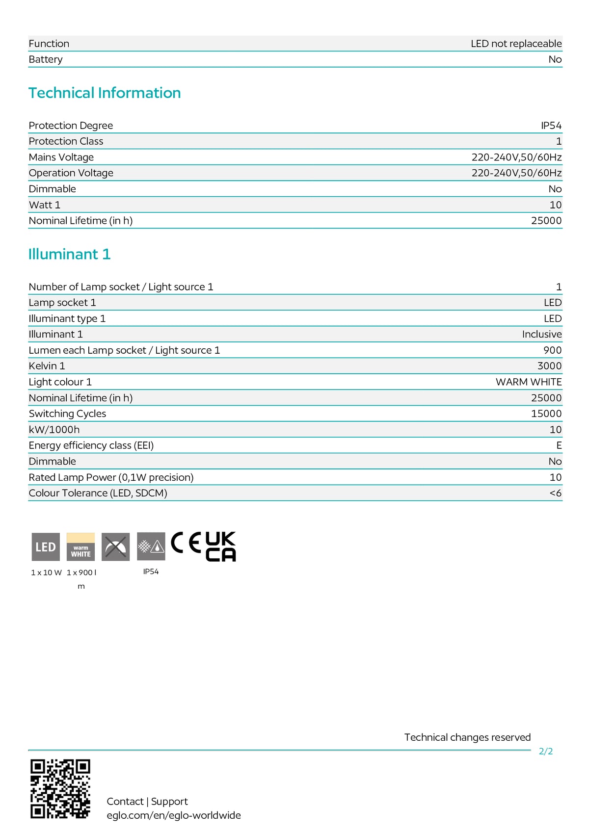 EGLO DESELLA LED Außenwandleuchte technisches Datenblatt mit Abmessungen