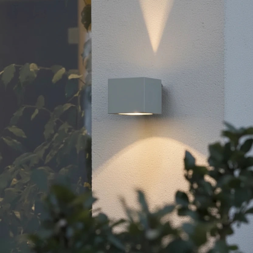 Außenwandleuchte Modena Square Up & Down Light silbergrau IP44