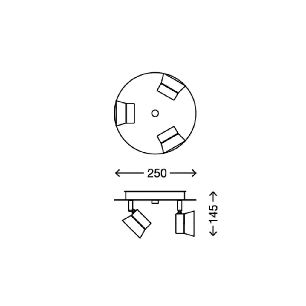 Deckenleuchte Bad LED mit 3 Strahlern IP44 warmweiß 25cm durchmesser 14,5 cm hoch rund Chrom briloner 2209-038 feuchtraum deckenlampe schwenkbar glänzend