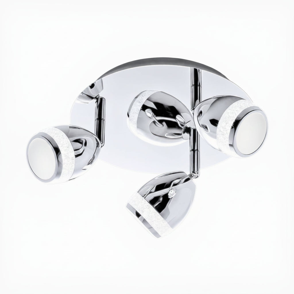 Deckenlampe Badezimmer 3flg IP44 Chrom Glitzer – Deckenleuchte dimmbar