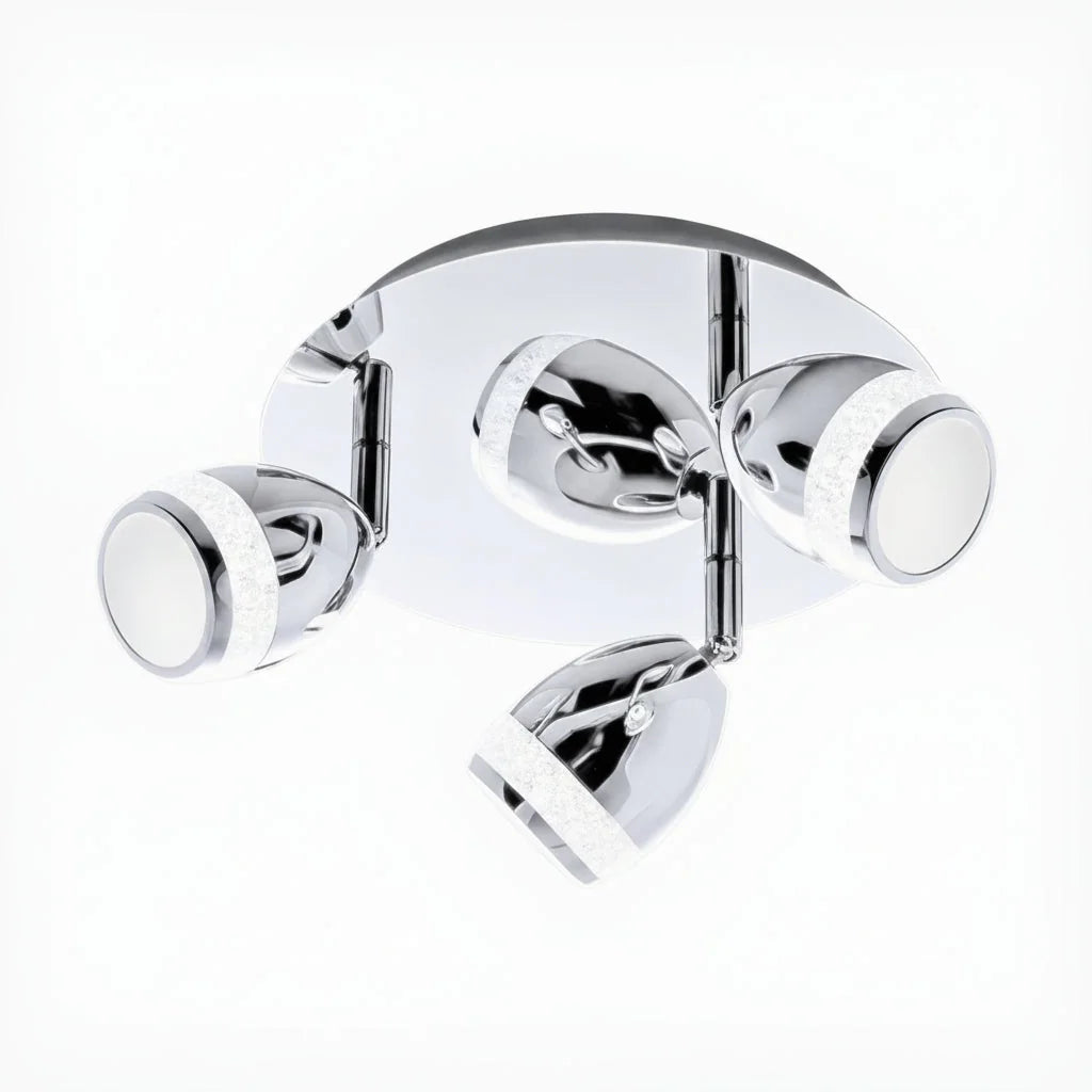 Deckenlampe Badezimmer 3flg IP44 Chrom Glitzer – Deckenleuchte dimmbar