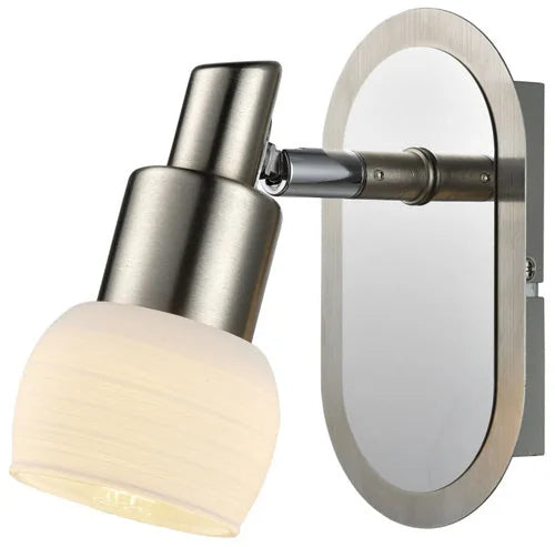 Armatur Wandlampe rund Metall gebürstet mit Schalter ESTO Vario Home