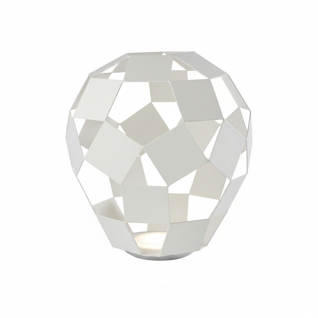Geometrische LED Tischleute Belly dimmbar weiß Tischlampe