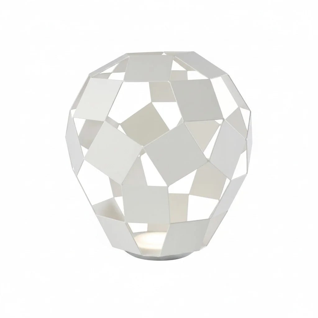 Geometrische LED Tischleute Belly dimmbar weiß Tischlampe