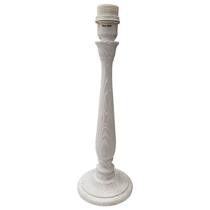 Lampenfuß für Tischlampe Holz weiß Landhausstil E27 37cm Tischlampe