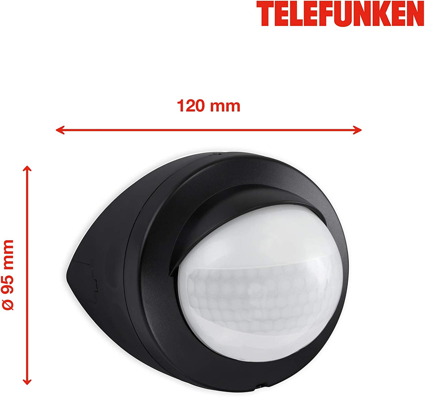 Bewegungsmelder für außen schwarz Reichweite 12m 200° Eckmontage IP44