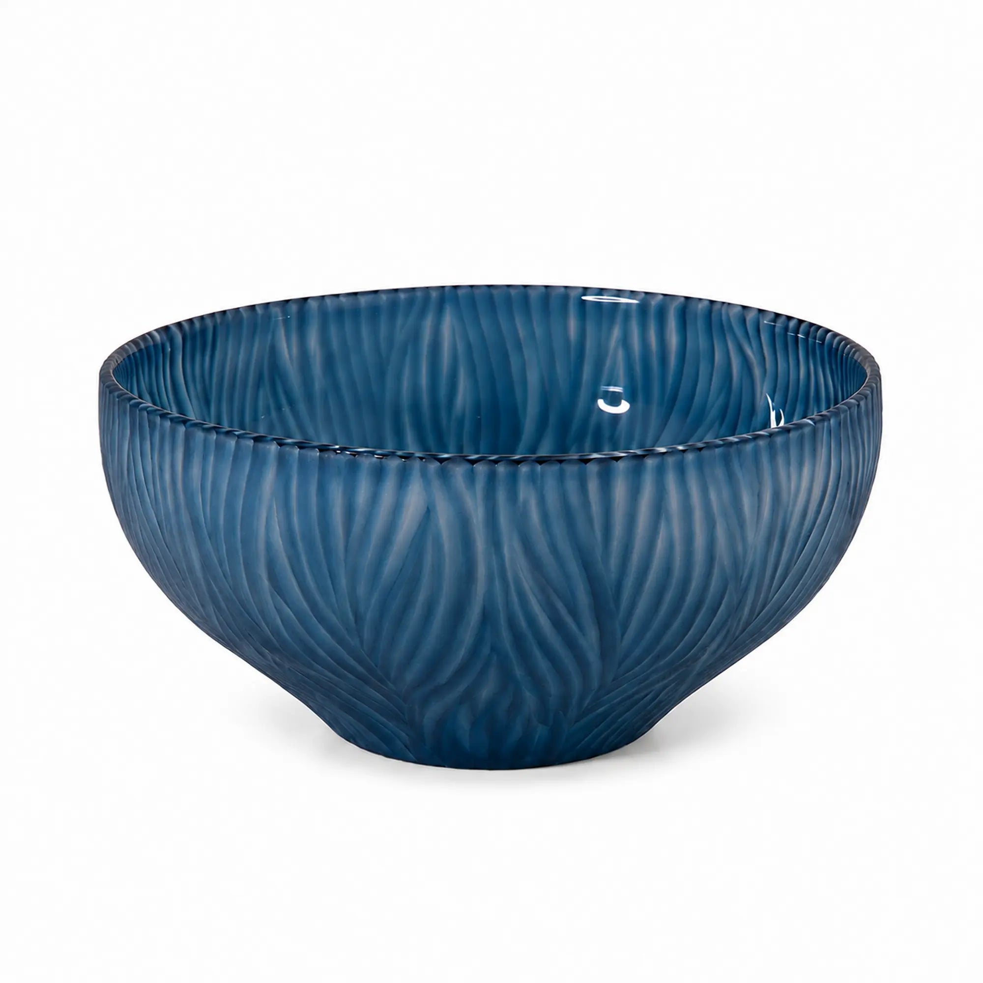 Sompex DINAH Glasschale in Blau mit dekorativem Wellenmuster als Freisteller, Ø 29 cm,  SW13399