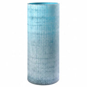 Hohe Blumenvase blau Vintage-Optik strukturiertes Glas mundgeblasen 35cm mundgeblasen, Handwerkskunst