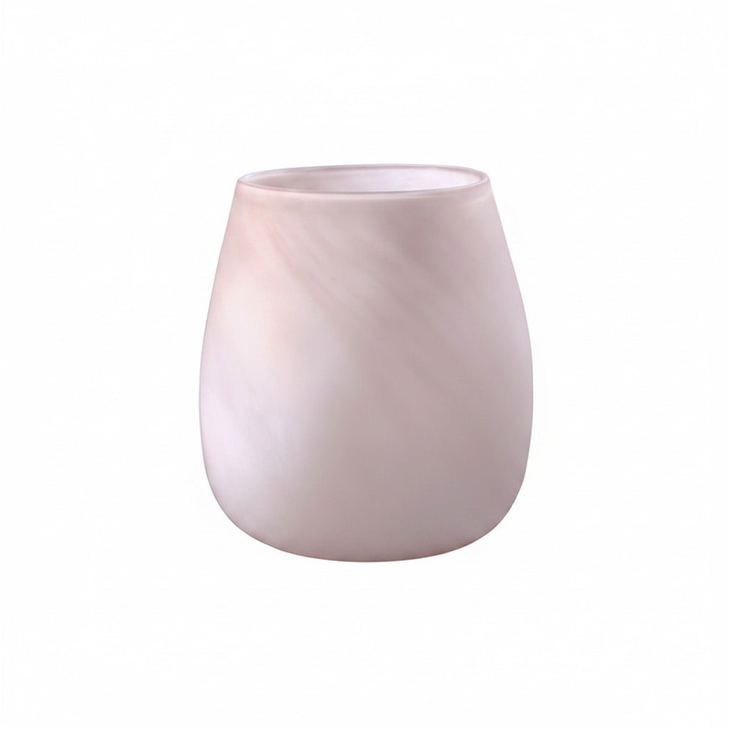 Bauchige Glasvase Blumenvase pastell rosa gefrostet mundgeblasen mundgeblasen, Handwerkskunst