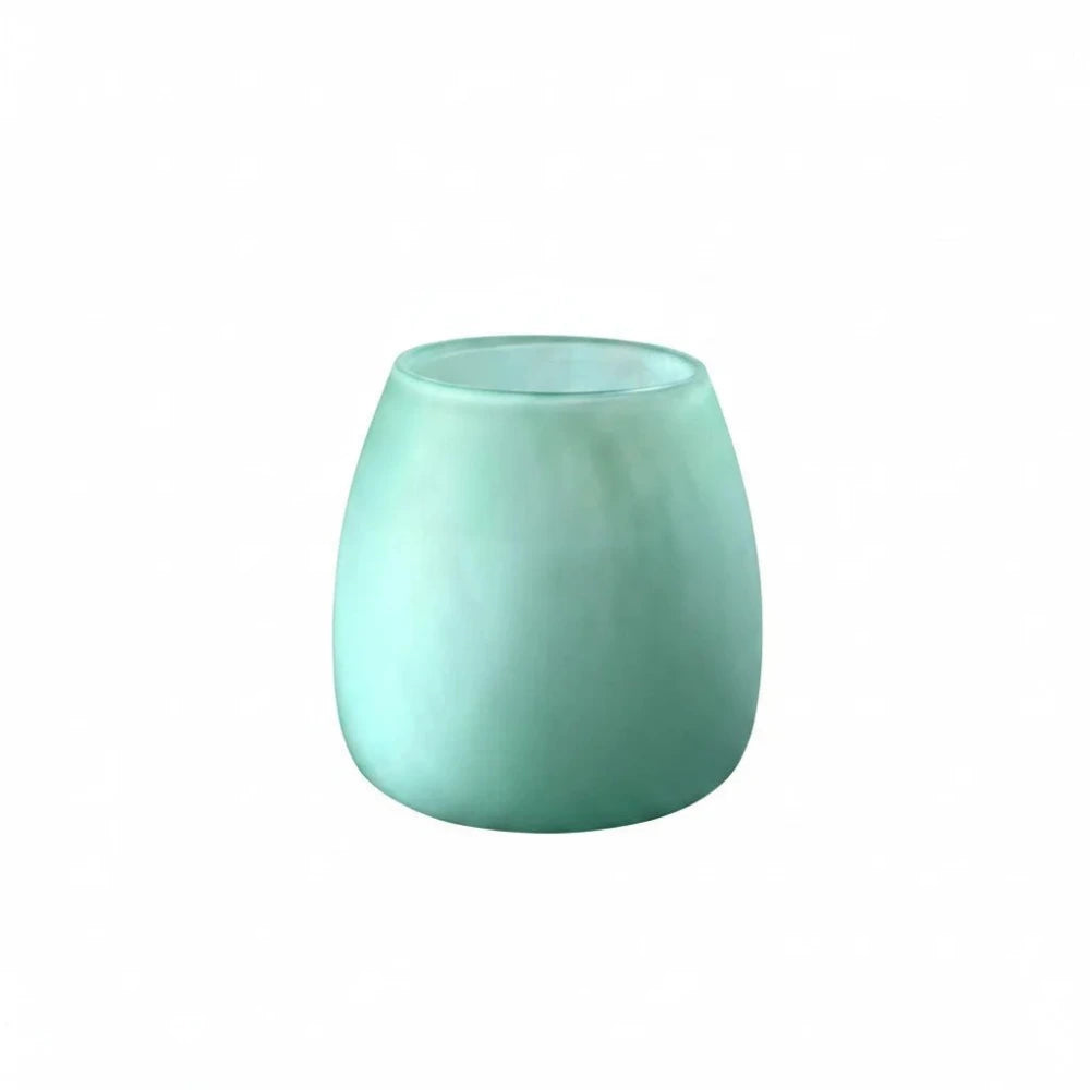 Bauchige Glasvase Blumenvase 20cm pastell grün matt mundgeblasen mundgeblasen, Handwerkskunst