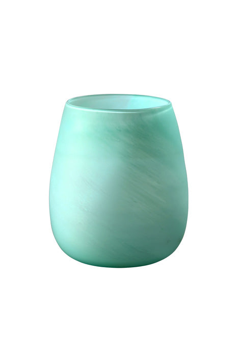 Bauchige Glasvase Blumenvase pastell grün matt mundgeblasen mundgeblasen, Handwerkskunst