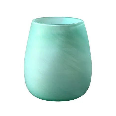 Bauchige Glasvase Blumenvase pastell grün matt mundgeblasen mundgeblasen, Handwerkskunst