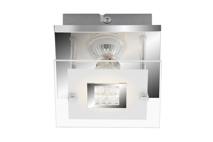 Kleine LED Wand- & Deckenleuchte TULA mit Glas Chrom 12x12cm