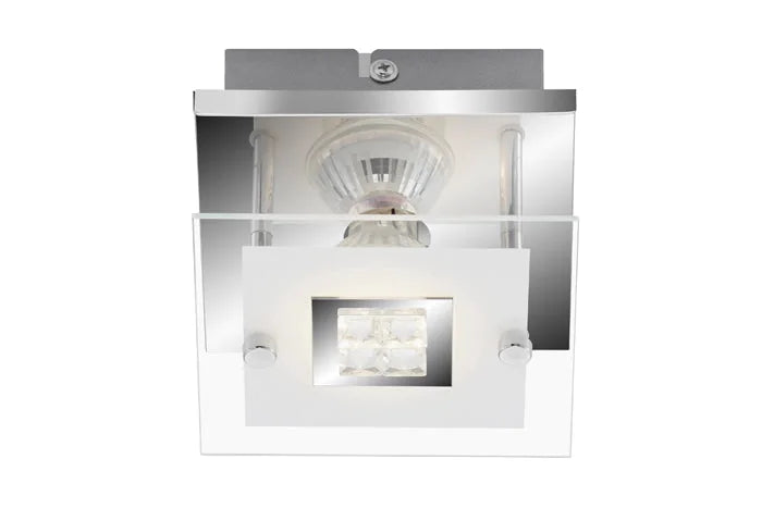 Kleine LED Wand- & Deckenleuchte TULA mit Glas Chrom 12x12cm