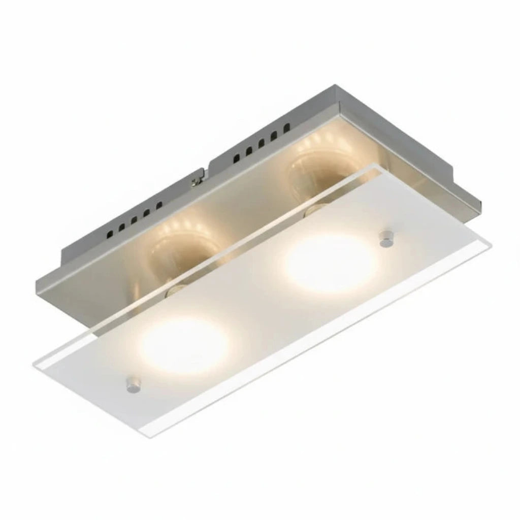 Kleine LED Wandlampe Deckenlampe aus Glas satiniert 2flg 12x27cm – Deckenleuchte dimmbar, GU10