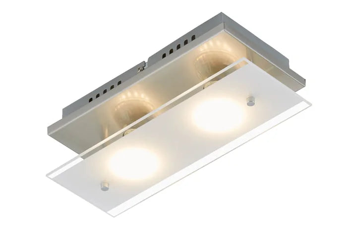 Kleine LED Wandlampe Deckenlampe aus Glas satiniert 2flg 12x27cm – Deckenleuchte dimmbar, GU10