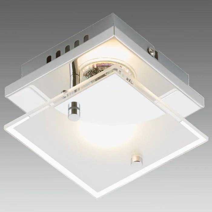 Kleine LED Wandlampe Deckenlampe aus Glas 12x12cm