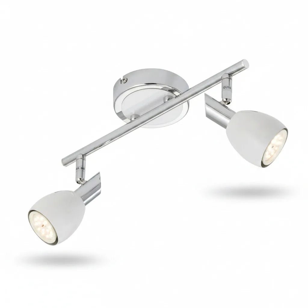 Briloner COMBI LED Wand- und Deckenleuchte 2908-026 in Chrom und Weiß mit zwei schwenkbaren GU10-Spots