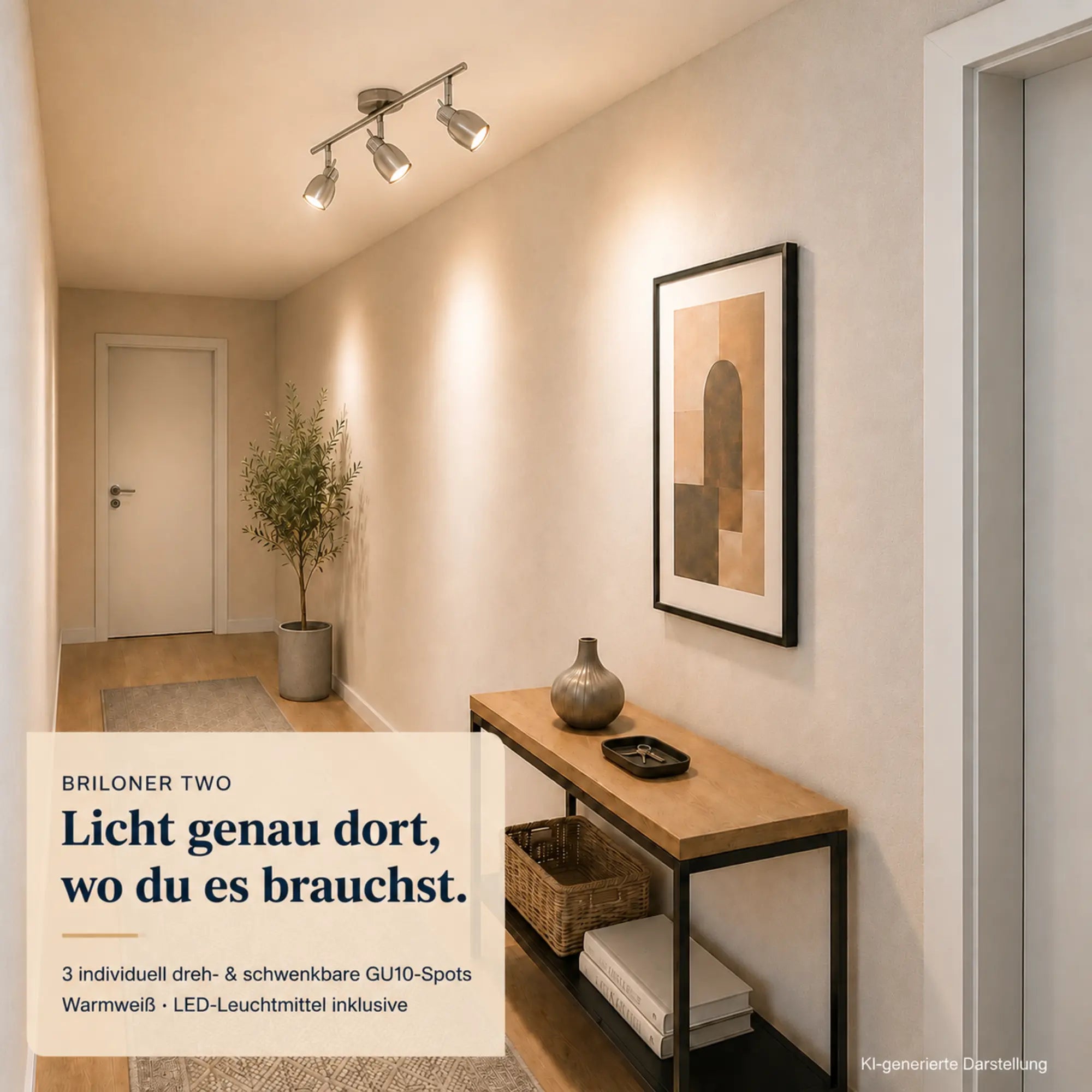 Briloner TWO LED Deckenstrahler 3-flammig – GU10 schwenkbar, Nickel matt, warmweiß