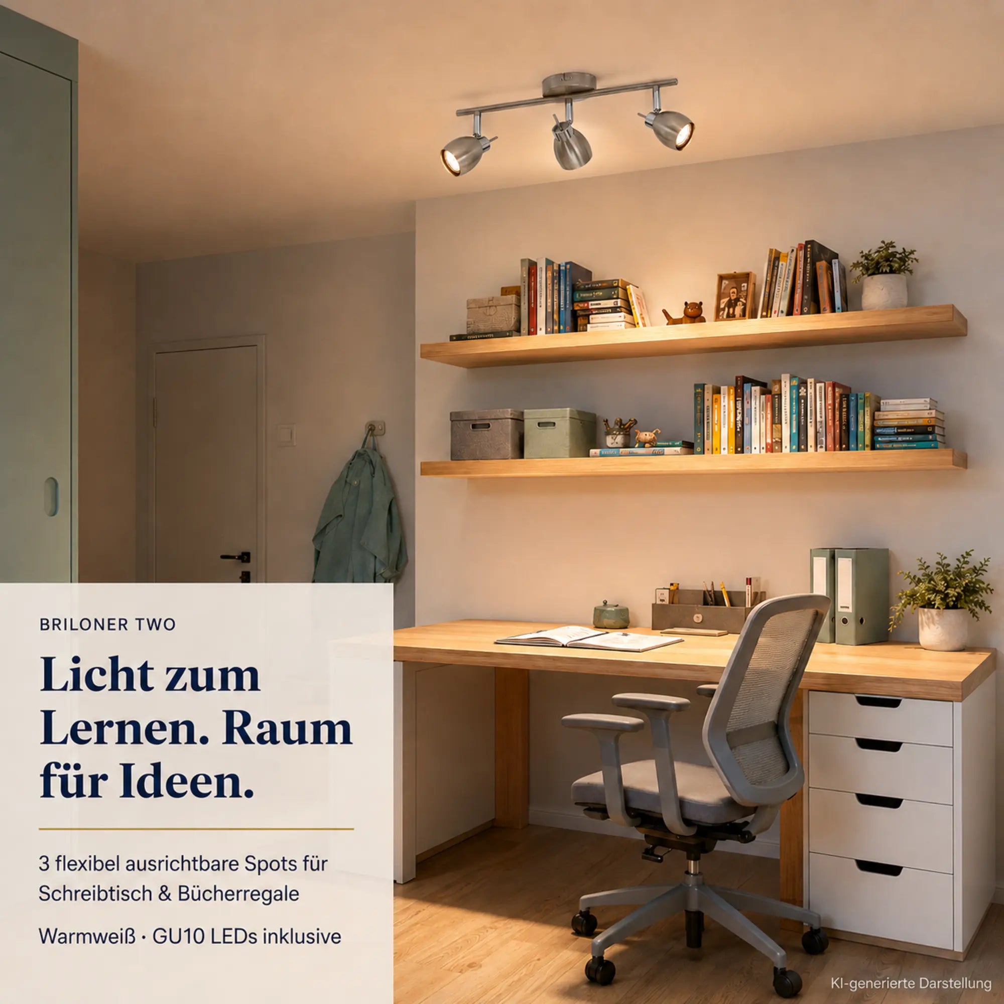 Briloner TWO LED Deckenstrahler 3-flammig – GU10 schwenkbar, Nickel matt, warmweiß