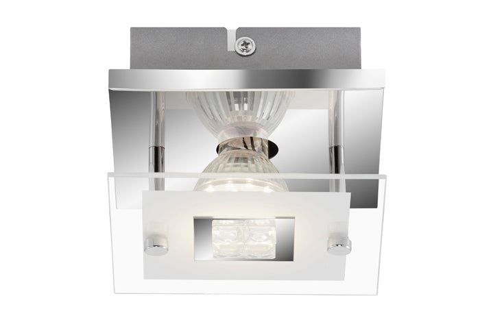 Kleine LED Wand- & Deckenleuchte TULA mit Glas Chrom 12x12cm