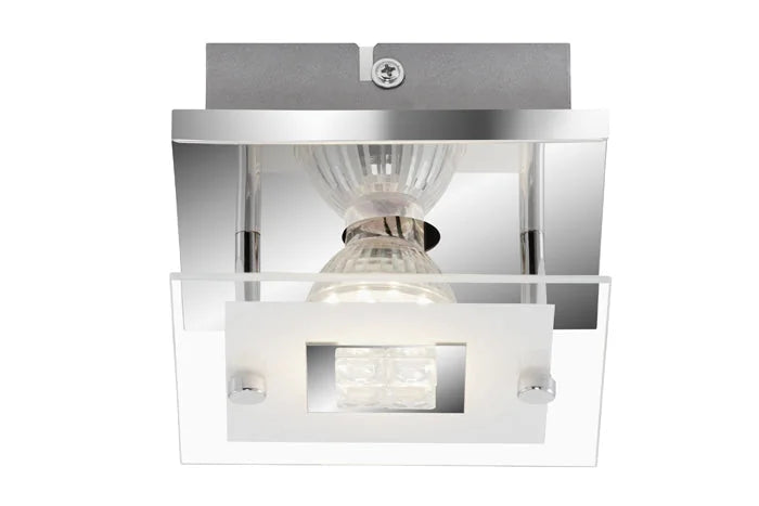 Kleine LED Wand- & Deckenleuchte TULA mit Glas Chrom 12x12cm