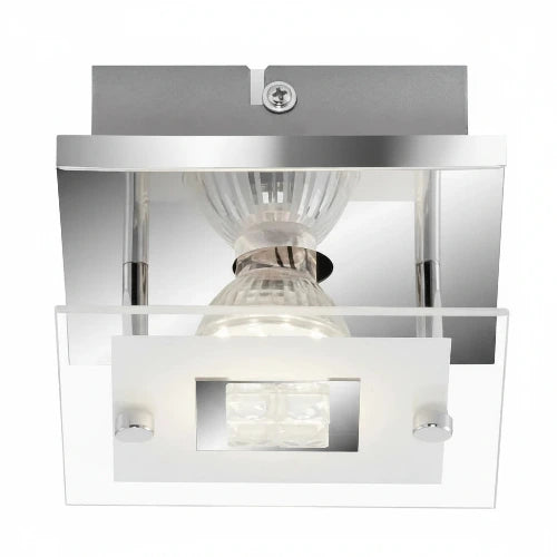 Kleine LED Wand- & Deckenleuchte TULA mit Glas Chrom 12x12cm