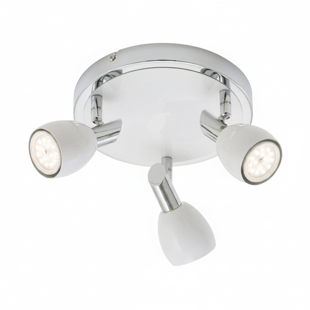 Deckenstrahler LED weiß 3flg weiß Chrom COMBI inkl. GU10 LED schwenkbar – Strahler / Spotbeleuchtung