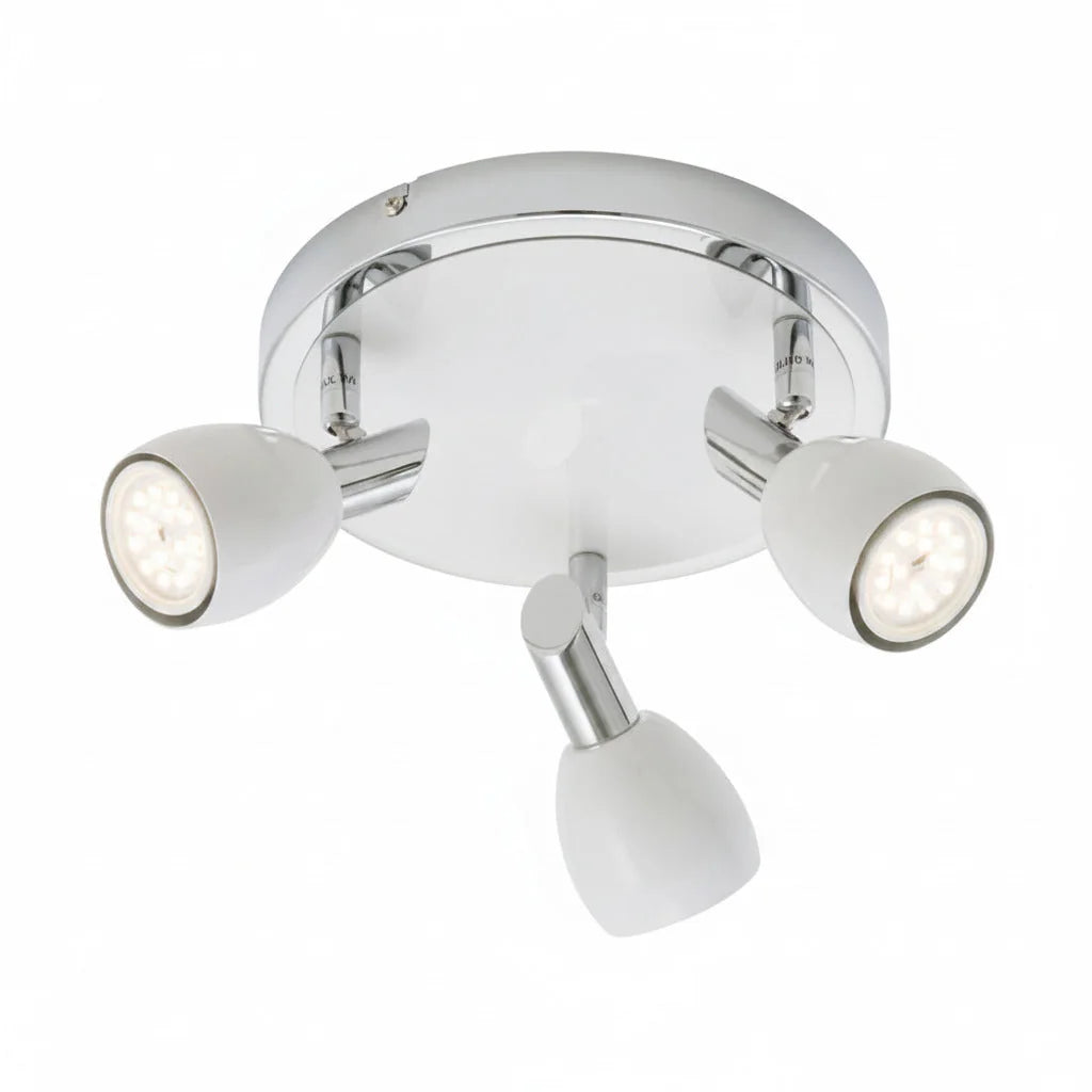 Deckenstrahler LED weiß 3flg weiß Chrom COMBI inkl. GU10 LED schwenkbar – Strahler / Spotbeleuchtung