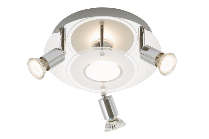 LED Deckenleuchte 4-flammig "ORNA" Metall Glas schwenkbar inkl LED GU10 – Strahler / Spotbeleuchtung