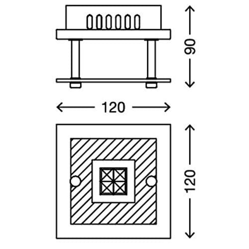 Kleine LED Wand- & Deckenleuchte TULA mit Glas Chrom 12x12cm