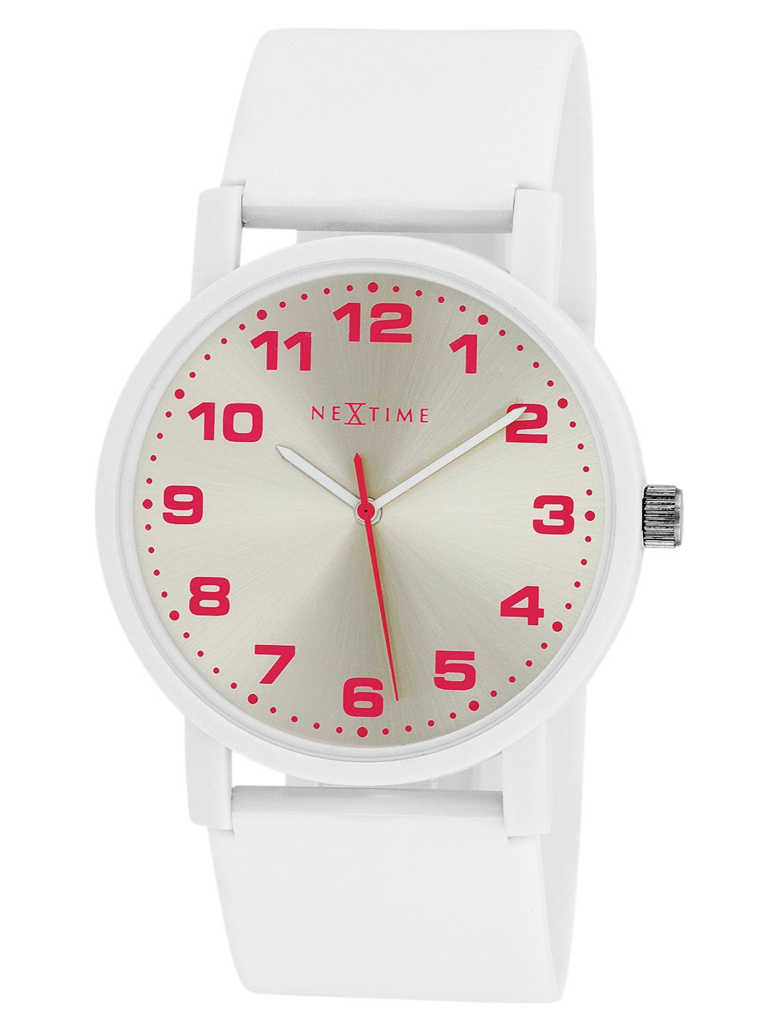 10x Armbanduhr weiß pink silber Nextime Dash White 6011 – stilvolles Wohnaccessoire & Dekoartikel aus Europa