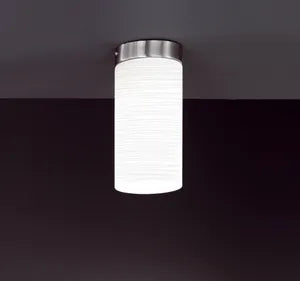 Kleine Deckenleuchte Zylinder Glas weiß gewischt  matt 10cm durchmesser 20cm hoch E27 dimmbar nickelmatt anbringung rund honsel leuchten 22491 zylinder