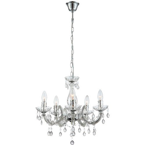 Kronleuchter chrom Ø46cm 5 flammig Kunststoff Cuimbra